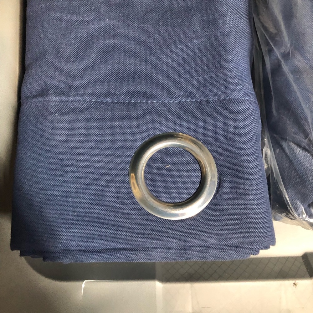 Fieldcrest Devin Cotton Chambray Blackout Grommet‎ Curtain Panel Blue 50 x 96 - Picture 3 of 5
